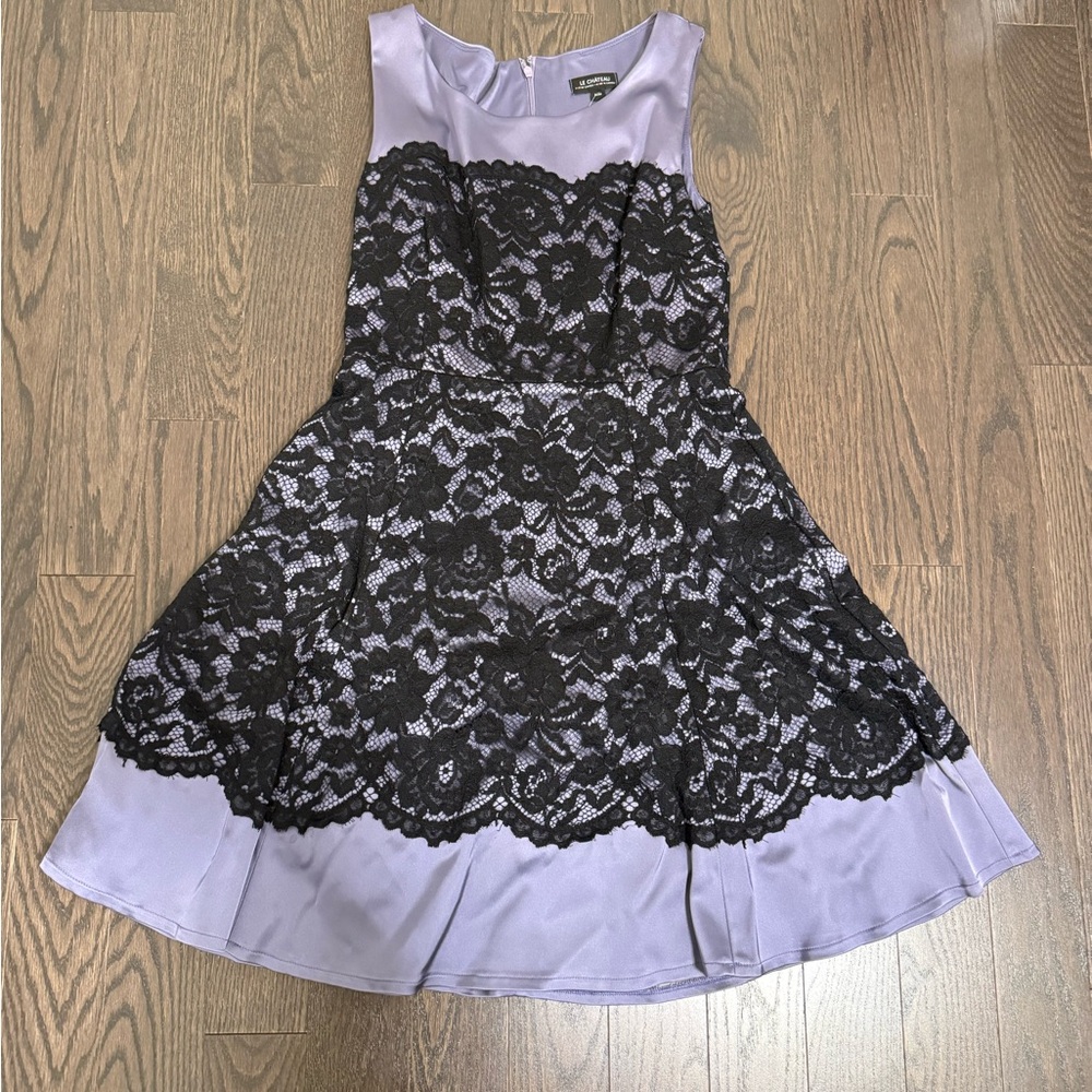 Vintage Black Lace and Lavender Dress